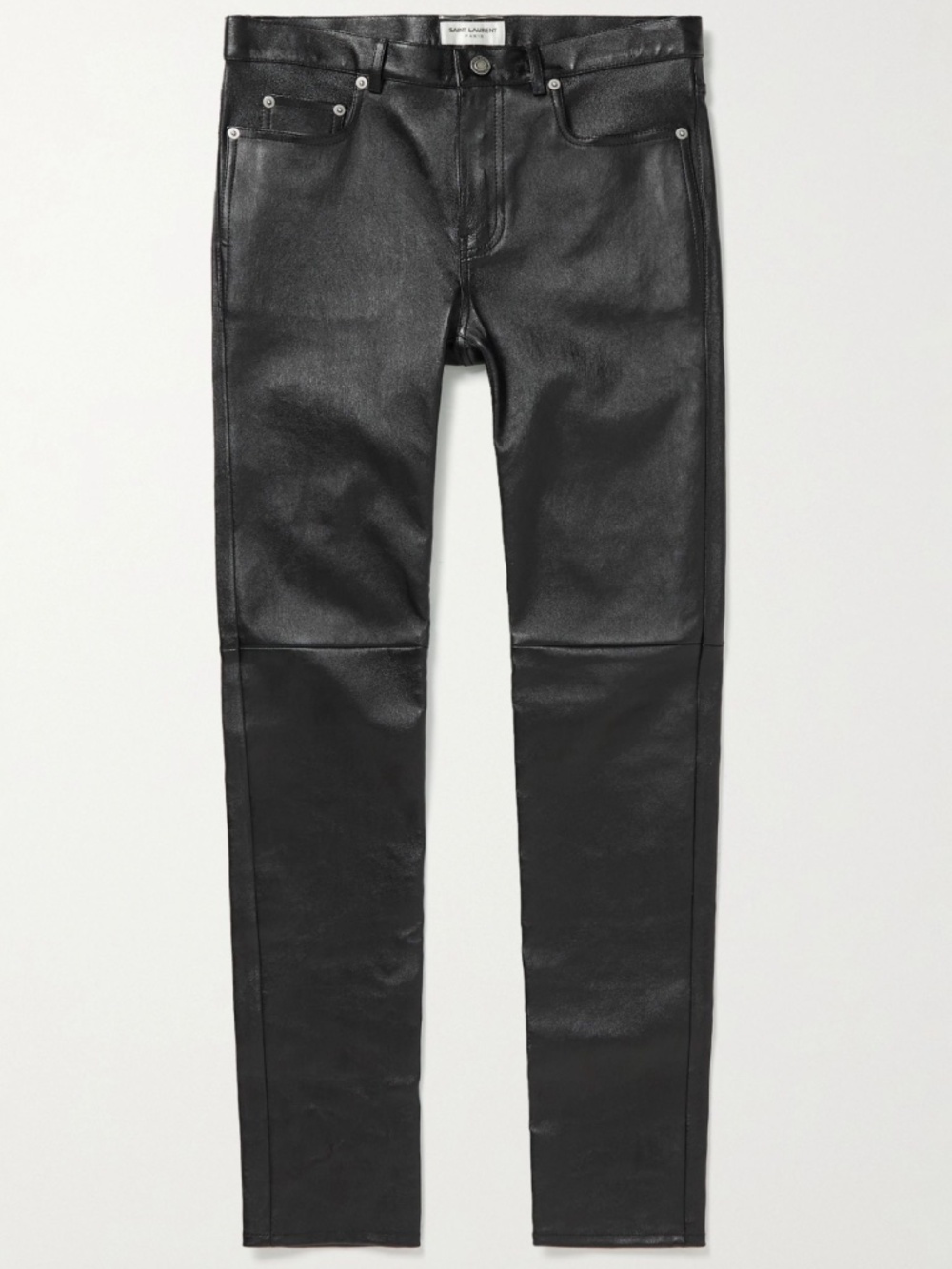 Saint Laurent YSL Runway Black Lambskin Leather Skinny Trousers Pants Jeans